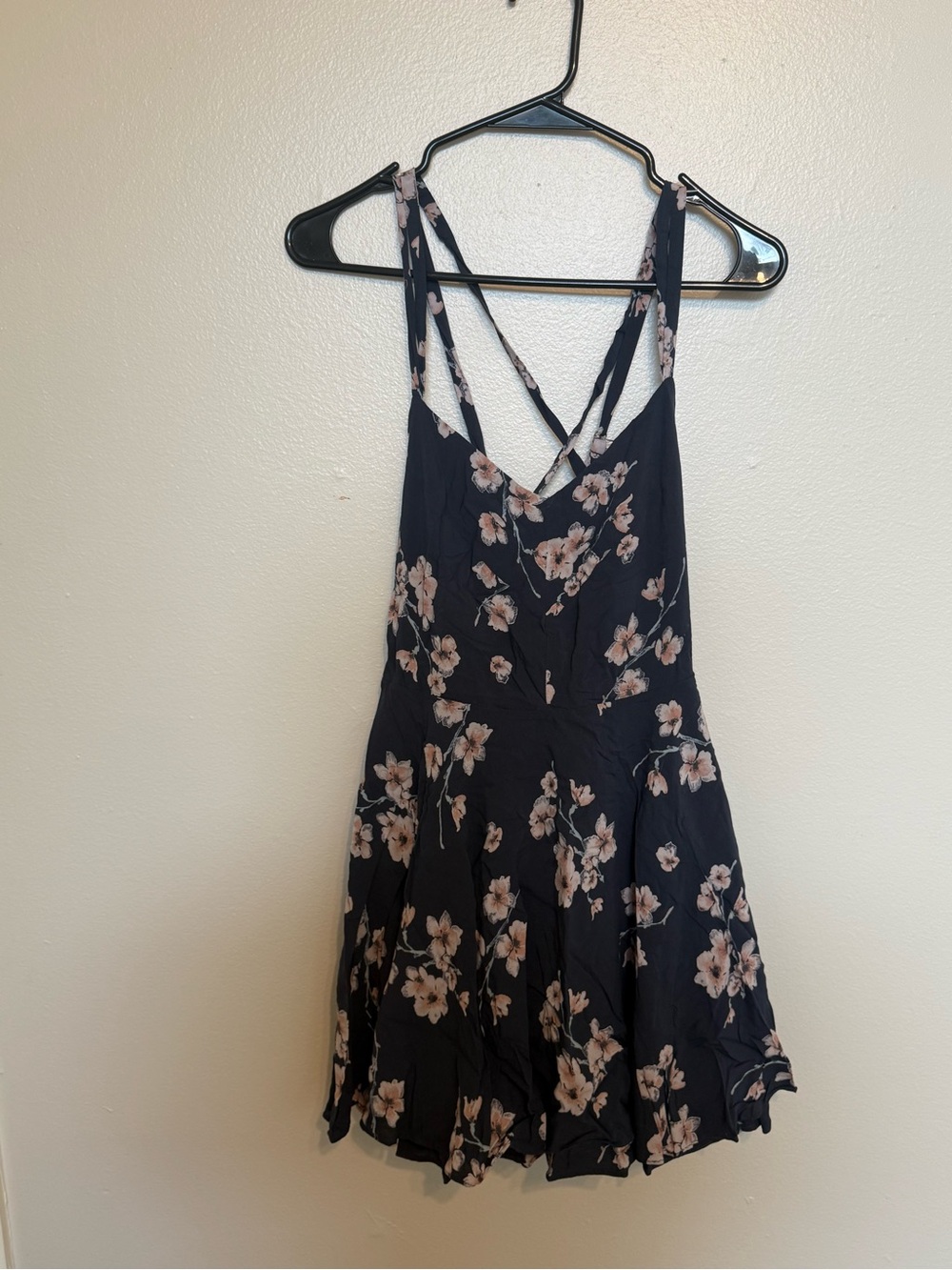 Kimchi Blue Black Mini Dress with Blush Floral Print